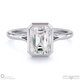 natural diamond emerald-cut bezel setting split band white gold engagement ring with 9k white gold metal and emerald shape diamond