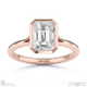 natural diamond emerald-cut bezel setting split band rose gold engagement ring with 18k rose gold metal and emerald shape diamond