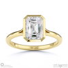 Natural Diamond Asscher-Cut Bezel Setting Split Band White Gold Engagement Ring