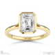 lab grown diamond emerald-cut bezel setting split band yellow gold engagement ring with 18k yellow gold metal and emerald shape diamond