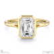 lab grown diamond emerald-cut bezel setting split band yellow gold engagement ring with 18k yellow gold metal and emerald shape diamond
