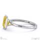 yellow natural diamond emerald-cut bezel setting split band white gold engagement ring with 18k white gold metal and emerald shape diamond
