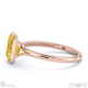 yellow natural diamond emerald-cut bezel setting split band rose gold engagement ring with 9k rose gold metal and emerald shape diamond