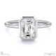 lab grown diamond emerald cut basket bezel solitaire white gold engagement ring with 9k white gold metal and emerald shape diamond