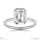 lab grown diamond emerald cut basket bezel solitaire white gold engagement ring with 9k white gold metal and emerald shape diamond