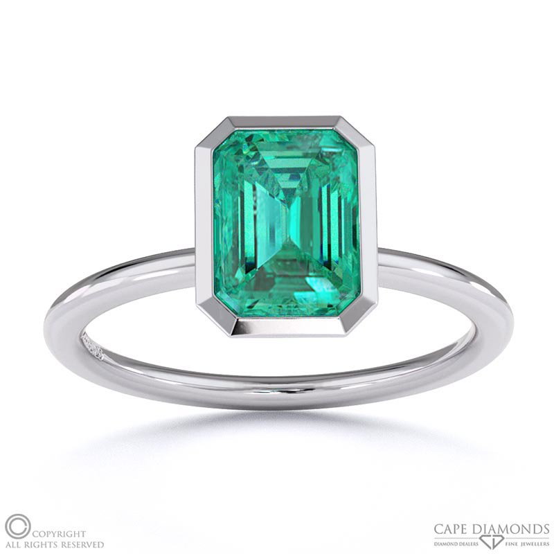 Tourmaline Tourmaline Cut Basket Bezel Solitaire White Gold Engagement Ring