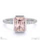 pink natural diamond emerald cut basket bezel setting pave platinum engagement ring with platinum metal and emerald shape diamond