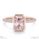 pink natural diamond emerald cut basket bezel setting pave rose gold engagement ring with 18k rose gold metal and emerald shape diamond