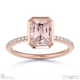 pink natural diamond emerald cut basket bezel setting pave rose gold engagement ring with 18k rose gold metal and emerald shape diamond