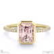 pink natural diamond emerald cut basket bezel setting pave yellow gold engagement ring with 18k yellow gold metal and emerald shape diamond