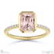 pink natural diamond emerald cut basket bezel setting pave yellow gold engagement ring with 18k yellow gold metal and emerald shape diamond