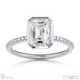 lab grown diamond emerald-cut basket bezel setting pave platinum engagement ring with platinum metal and emerald shape diamond