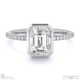 lab grown diamond emerald-cut basket bezel setting pave platinum engagement ring with platinum metal and emerald shape diamond