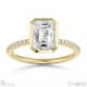 lab grown diamond emerald-cut basket bezel setting pave yellow gold engagement ring with 18k yellow gold metal and emerald shape diamond