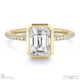 lab grown diamond emerald-cut basket bezel setting pave yellow gold engagement ring with 18k yellow gold metal and emerald shape diamond