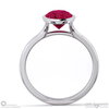 ruby oval cut bezel setting split band white gold engagement ring with 18k white gold metal and oval shape diamond