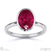 ruby oval cut bezel setting split band white gold engagement ring with 18k white gold metal and oval shape diamond