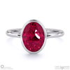 ruby oval cut bezel setting split band white gold engagement ring with 18k white gold metal and oval shape diamond