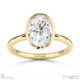 lab grown diamond oval-cut bezel setting split band yellow gold engagement ring with 18k yellow gold metal and oval shape diamond