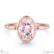 pink lab diamond oval cut bezel setting split band rose gold engagement ring with 18k rose gold metal and oval shape diamond