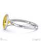 yellow lab grown diamond oval-cut bezel setting split band white gold engagement ring with 9k white gold metal and oval shape diamond