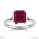 ruby asscher cut bezel setting split band white gold engagement ring with 9k white gold metal and asscher shape diamond