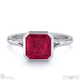 ruby asscher cut bezel setting split band white gold engagement ring with 9k white gold metal and asscher shape diamond