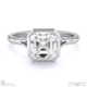 lab grown diamond asscher-cut bezel setting split band white gold engagement ring with 18k white gold metal and asscher shape diamond