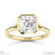 lab grown diamond asscher-cut bezel setting split band yellow gold engagement ring with 9k yellow gold metal and asscher shape diamond