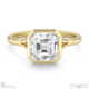 lab grown diamond asscher-cut bezel setting split band yellow gold engagement ring with 9k yellow gold metal and asscher shape diamond