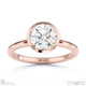 lab grown diamond round-cut bezel setting split band rose gold engagement ring with 9k rose gold metal and round shape diamond