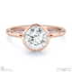lab grown diamond round-cut bezel setting split band rose gold engagement ring with 9k rose gold metal and round shape diamond