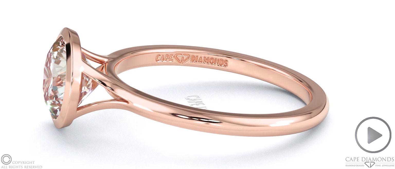 Lab Grown Diamond Round-Cut Bezel Setting Split Band Rose Gold Engagement Ring top video