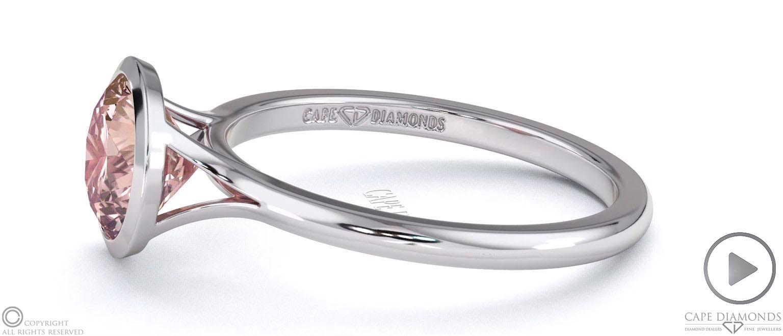 Pink Natural Diamond Round Cut Bezel Setting Split Band Platinum Engagement Ring top video