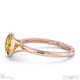 yellow lab grown diamond round-cut bezel setting split band rose gold engagement ring with 18k rose gold metal and round shape diamond