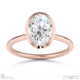 lab grown diamond oval cut basket bezel solitaire rose gold engagement ring with 9k rose gold metal and oval shape diamond