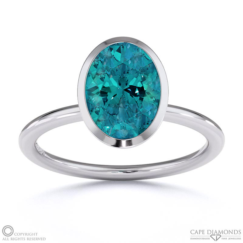 Alexandrite Oval Cut Basket Bezel Setting Solitaire White Gold Engagement Ring