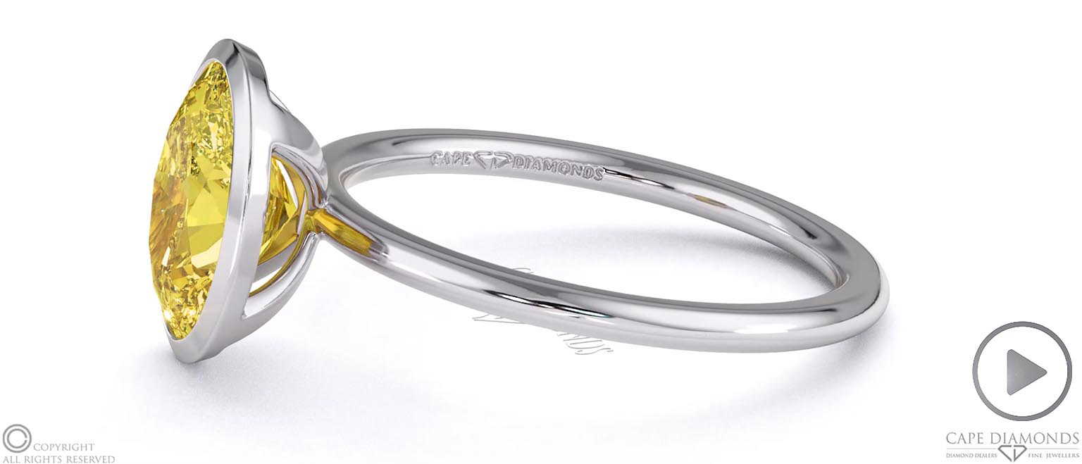Yellow Lab Grown Diamond Oval-cut Basket Bezel Setting Solitaire White Gold Engagement Ring top video