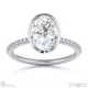 lab grown diamond oval-cut basket bezel setting pave white gold engagement ring with 18k white gold metal and oval shape diamond