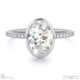 lab grown diamond oval-cut basket bezel setting pave white gold engagement ring with 18k white gold metal and oval shape diamond