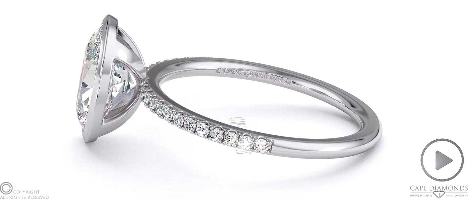 Lab Grown Diamond Oval-Cut Basket Bezel Setting Pave White Gold Engagement Ring top video