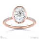 natural diamond oval-cut basket bezel setting pave rose gold engagement ring with 9k rose gold metal and oval shape diamond