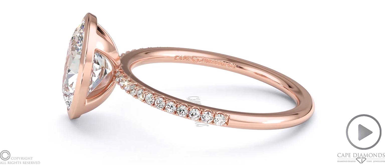 Natural Diamond Oval-Cut Basket Bezel Setting Pave Rose Gold Engagement Ring top video