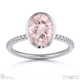 pink natural diamond oval cut basket bezel setting pave platinum engagement ring with platinum metal and oval shape diamond