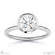 lab grown diamond round-cut basket bezel setting solitaire white gold engagement ring with 18k white gold metal and round shape diamond
