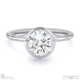 lab grown diamond round-cut basket bezel setting solitaire white gold engagement ring with 18k white gold metal and round shape diamond