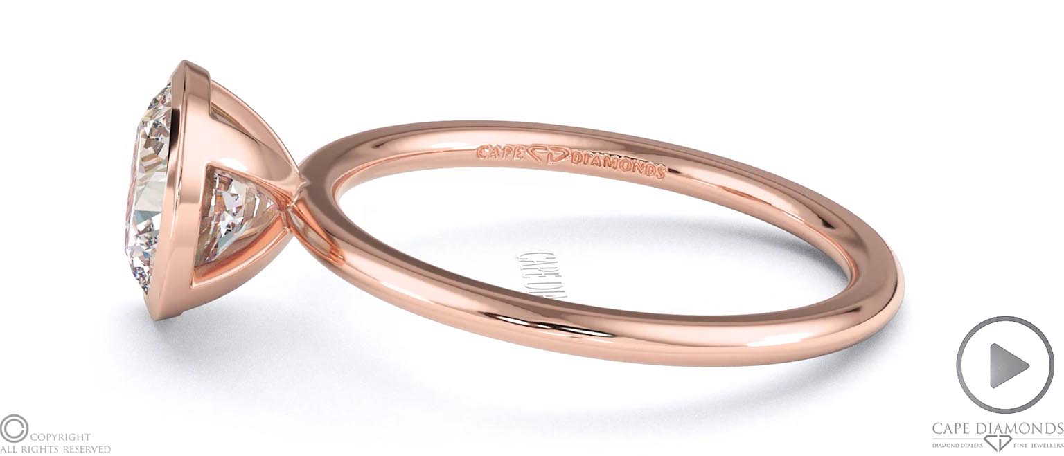 Natural Diamond Round-Cut Basket Bezel Setting Solitaire Rose Gold Engagement Ring top video