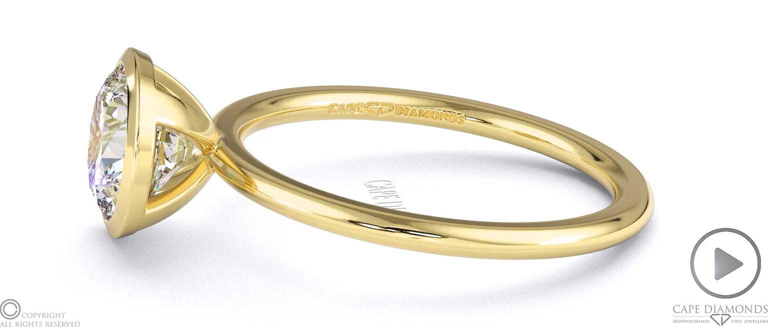 Natural Diamond Round Cut Basket Bezel Solitaire Yellow Gold Engagement Ring top video