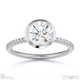lab grown diamond round-cut basket bezel setting pave white gold engagement ring with 18k white gold metal and round shape diamond