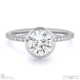 lab grown diamond round-cut basket bezel setting pave white gold engagement ring with 18k white gold metal and round shape diamond